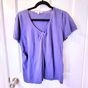 Boden Blue Tie Front Relaxed Linen Blend Sweater